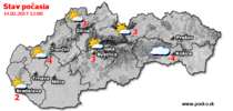 Stav počasia - Slovensko (14.02.2017 o 12.00 hod.)