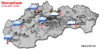 Stav počasia - Slovensko (21.02.2017 o 12.00 hod.)