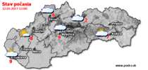 Stav počasia - Slovensko (12.03.2017 o 12.00 hod.)