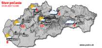 Stav počasia - Slovensko (14.03.2017 o 12.00 hod.)