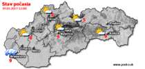 Stav počasia - Slovensko (19.03.2017 o 12.00 hod.)