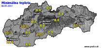 Minimálna teplota - dnes (06.05.2017)