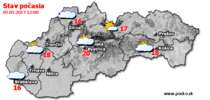 Stav počasia - Slovensko (05.05.2017 o 12.00 hod.)