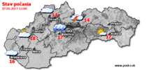 Stav počasia - Slovensko (07.05.2017 o 12.00 hod.)