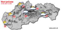 Stav počasia - Slovensko (13.05.2017 o 12.00 hod.)