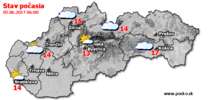 Stav počasia - Slovensko (05.06.2017 o 6.00 hod.)