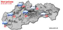 Stav počasia - Slovensko (03.10.2017 o 12.00 hod.)