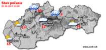Stav počasia - Slovensko (05.10.2017 o 12.00 hod.)