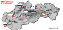 Stav počasia - Slovensko (06.10.2017 o 12.00 hod.)