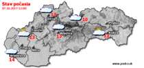 Stav počasia - Slovensko (07.10.2017 o 12.00 hod.)