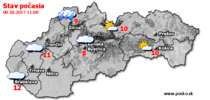 Stav počasia - Slovensko (08.10.2017 o 12.00 hod.)