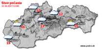 Stav počasia - Slovensko (11.10.2017 o 12.00 hod.)