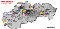 Stav počasia - Slovensko (12.10.2017 o 12.00 hod.)