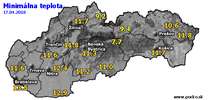 Minimálna teplota - dnes (17.04.2018)