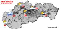 Stav počasia - Slovensko (16.04.2018 o 12.00 hod.)