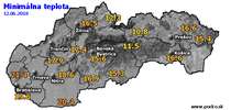 Minimálna teplota - dnes (12.06.2018)