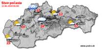 Stav počasia - Slovensko (12.06.2018 o 6.00 hod.)