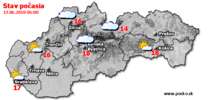 Stav počasia - Slovensko (13.06.2018 o 6.00 hod.)