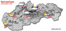 Stav počasia - Slovensko (16.06.2018 o 12.00 hod.)