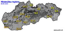 Minimálna teplota - dnes (08.09.2018)