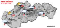 Stav počasia - Slovensko (10.11.2018 o 12.00 hod.)