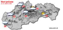 Stav počasia - Slovensko (11.11.2018 o 12.00 hod.)