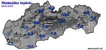Minimálna teplota - dnes (09.01.2019)