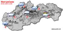 Stav počasia - Slovensko (03.01.2019 o 12.00 hod.)