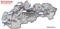 Stav počasia - Slovensko (09.01.2019 o 12.00 hod.)