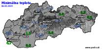 Minimálna teplota - dnes (06.03.2019)