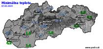 Minimálna teplota - dnes (07.03.2019)