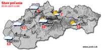 Stav počasia - Slovensko (05.03.2019 o 12.00 hod.)