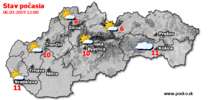Stav počasia - Slovensko (06.03.2019 o 12.00 hod.)
