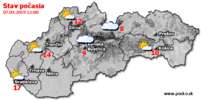 Stav počasia - Slovensko (07.03.2019 o 12.00 hod.)