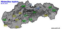 Minimálna teplota - dnes (08.04.2019)