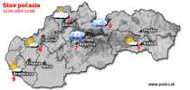 Stav počasia - Slovensko (12.04.2019 o 12.00 hod.)