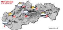 Stav počasia - Slovensko (14.04.2019 o 12.00 hod.)