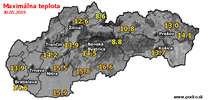 Maximálna teplota - dnes (30.05.2019)
