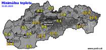 Minimálna teplota - dnes (31.05.2019)