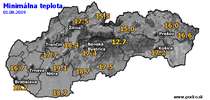 Minimálna teplota - dnes (01.08.2019)