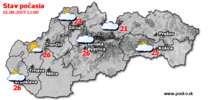Stav počasia - Slovensko (01.08.2019 o 12.00 hod.)