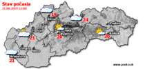 Stav počasia - Slovensko (21.08.2019 o 12.00 hod.)