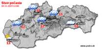 Stav počasia - Slovensko (04.11.2019 o 12.00 hod.)
