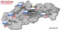 Stav počasia - Slovensko (09.11.2019 o 6.00 hod.)