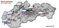 Stav počasia - Slovensko (09.11.2019 o 12.00 hod.)