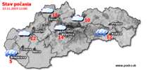 Stav počasia - Slovensko (13.11.2019 o 12.00 hod.)