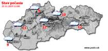 Stav počasia - Slovensko (15.11.2019 o 12.00 hod.)