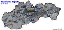 Minimálna teplota - dnes (01.01.2020)