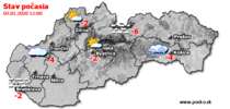 Stav počasia - Slovensko (03.01.2020 o 12.00 hod.)