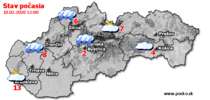 Stav počasia - Slovensko (10.02.2020 o 12.00 hod.)
